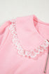 Lace Trim Peter Pan Sweatshirt Skirt Two Piece Dress