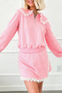 Lace Trim Peter Pan Sweatshirt Skirt Two Piece Dress