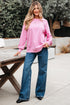 Lace Trim Raglan Sleeve Crew Neck Pullover Sweatshirt