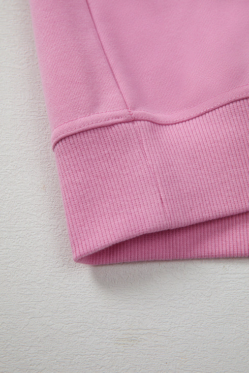 Lace Trim Raglan Sleeve Crew Neck Pullover Sweatshirt
