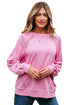 Lace Trim Raglan Sleeve Crew Neck Pullover Sweatshirt