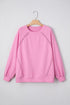 Lace Trim Raglan Sleeve Crew Neck Pullover Sweatshirt