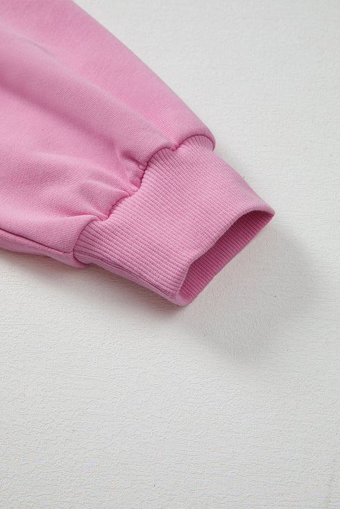 Lace Trim Raglan Sleeve Crew Neck Pullover Sweatshirt