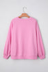 Lace Trim Raglan Sleeve Crew Neck Pullover Sweatshirt