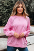 Lace Trim Raglan Sleeve Crew Neck Pullover Sweatshirt