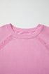 Lace Trim Raglan Sleeve Crew Neck Pullover Sweatshirt