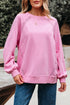Lace Trim Raglan Sleeve Crew Neck Pullover Sweatshirt