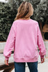 Lace Trim Raglan Sleeve Crew Neck Pullover Sweatshirt