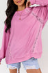 Lace Trim Raglan Sleeve Crew Neck Pullover Sweatshirt