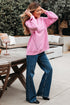 Lace Trim Raglan Sleeve Crew Neck Pullover Sweatshirt