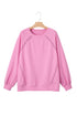 Lace Trim Raglan Sleeve Crew Neck Pullover Sweatshirt