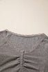Lace Trim Ribbed V Neck Button Detail Long Sleeve Top