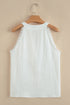 Lace Trim Split Neck Crinkled Woven Tank Top