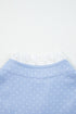 Lace Trim Swiss Dot Patchwork Collared Button Down Blouse