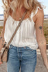 Lace Trim Textured Button Front Sleeveless Woven Top