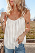 Lace Trim Textured Button Front Sleeveless Woven Top