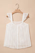 Lace Trim Textured Button Front Sleeveless Woven Top