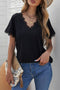 Lace Trim V Neck Short Sleeve Knit Top