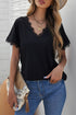 Lace Trim V Neck Short Sleeve Knit Top