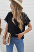 Lace Trim V Neck Short Sleeve Knit Top