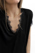 Lace Trim V Neck Short Sleeve Knit Top