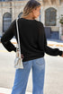 Lace Trim Waffle Knit Long Sleeve Relaxed Pullover