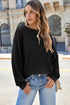 Lace Trim Waffle Knit Long Sleeve Relaxed Pullover