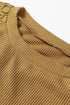 Lace Trim Waffle Knit Long Sleeve Relaxed Pullover