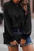 Lace Trim Waffle Knit Long Sleeve Relaxed Pullover