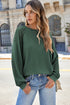 Lace Trim Waffle Knit Long Sleeve Relaxed Pullover