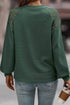 Lace Trim Waffle Knit Long Sleeve Relaxed Pullover