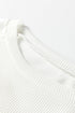 Lace Trim Waffle Knit Long Sleeve Relaxed Pullover