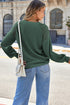 Lace Trim Waffle Knit Long Sleeve Relaxed Pullover