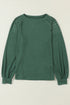 Lace Trim Waffle Knit Long Sleeve Relaxed Pullover