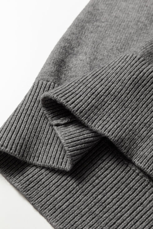 Lace Trimmed Crew Neck Button Cuff Knit Sweater