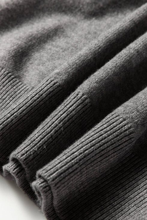 Lace Trimmed Crew Neck Button Cuff Knit Sweater