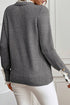 Lace Trimmed Crew Neck Button Cuff Knit Sweater