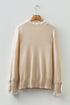 Lace Trimmed Crew Neck Button Cuff Knit Sweater