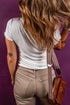 Lace Trimmed Ribbed Knit Slim Fit Short Sleeve Top
