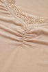 Lace Trimmed Sweetheart Neckline Ruched Long Sleeve Top