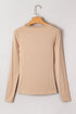 Lace Trimmed Sweetheart Neckline Ruched Long Sleeve Top