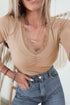 Lace Trimmed Sweetheart Neckline Ruched Long Sleeve Top