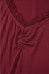 Lace Trimmed Sweetheart Neckline Ruched Long Sleeve Top