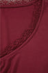 Lace Trimmed Sweetheart Neckline Ruched Long Sleeve Top