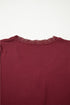Lace Trimmed Sweetheart Neckline Ruched Long Sleeve Top