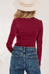 Lace Trimmed Sweetheart Neckline Ruched Long Sleeve Top