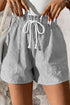 Lace Up Elastic Waist Striped Pocketed Casual Shorts