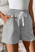 Lace Up Elastic Waist Striped Pocketed Casual Shorts