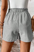 Lace Up Elastic Waist Striped Pocketed Casual Shorts