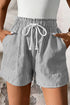 Lace Up Elastic Waist Striped Pocketed Casual Shorts